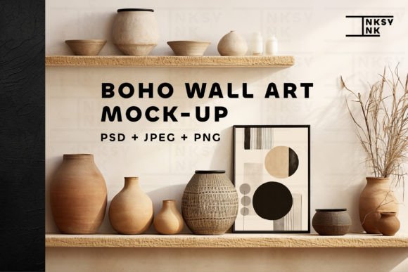Download Boho Wall Art Mockup | Picture Frame PSD - Wall art mockup Collection